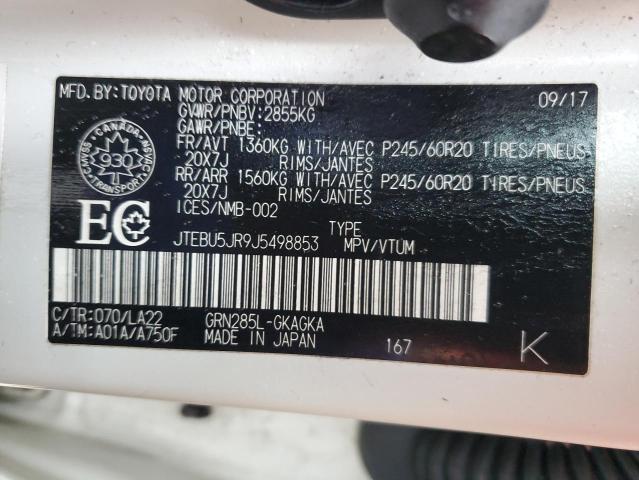 Photo 14 from auction – 2018 TOYOTA 4RUNNER SR with VIN JTEBU5JR9J5498853