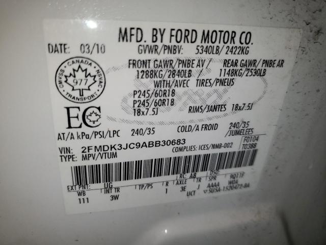 Photo 14 from auction – 2010 FORD EDGE SEL with VIN 2FMDK3JC9ABB30683