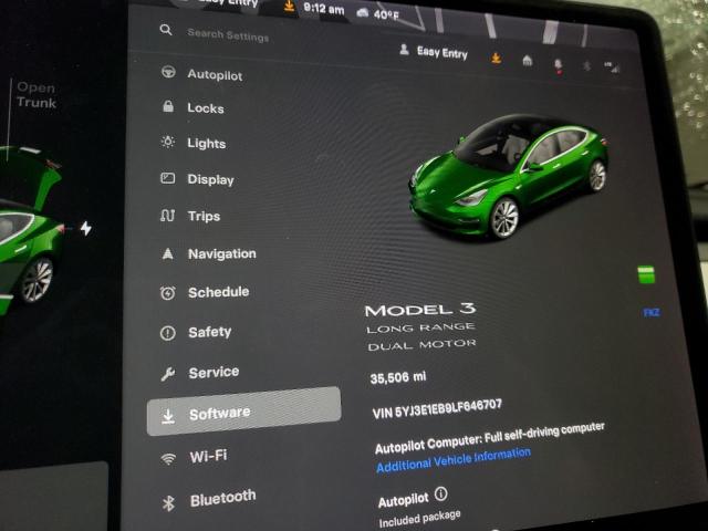 Photo 9 from auction – 2020 TESLA MODEL 3 with VIN 5YJ3E1EB9LF646707
