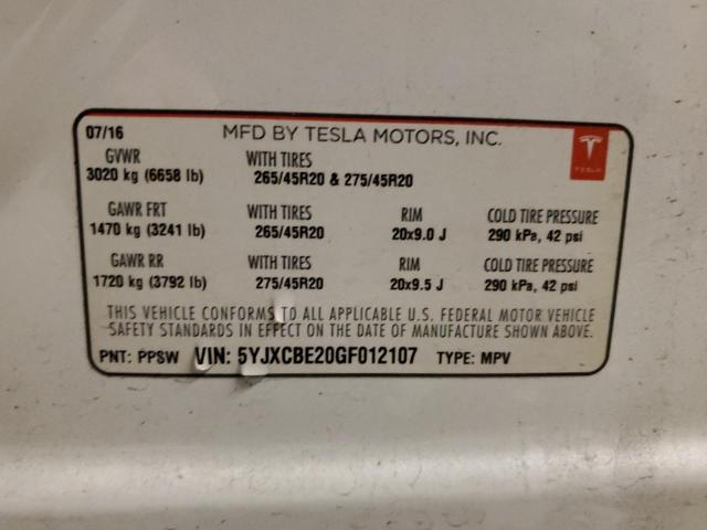 Photo 14 from auction – 2016 TESLA MODEL X with VIN 5YJXCBE20GF012107