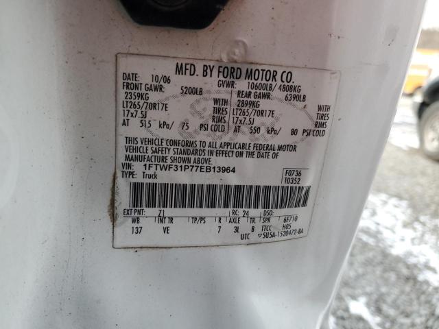 Photo 10 from auction – 2007 FORD F350 SRW S with VIN 1FTWF31P77EB13964