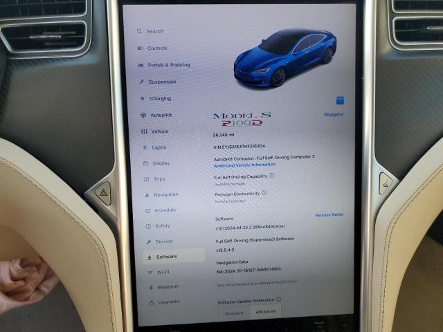 Photo 9 from auction – 2017 TESLA MODEL S with VIN 5YJSA1E47HF216304