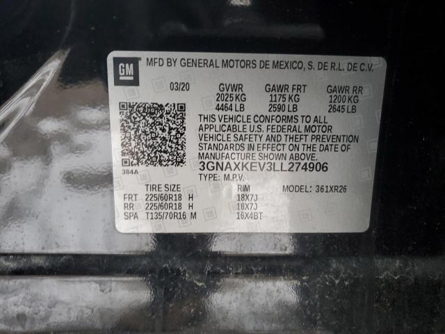 Photo 14 from auction – 2020 CHEVROLET EQUINOX LT with VIN 3GNAXKEV3LL274906