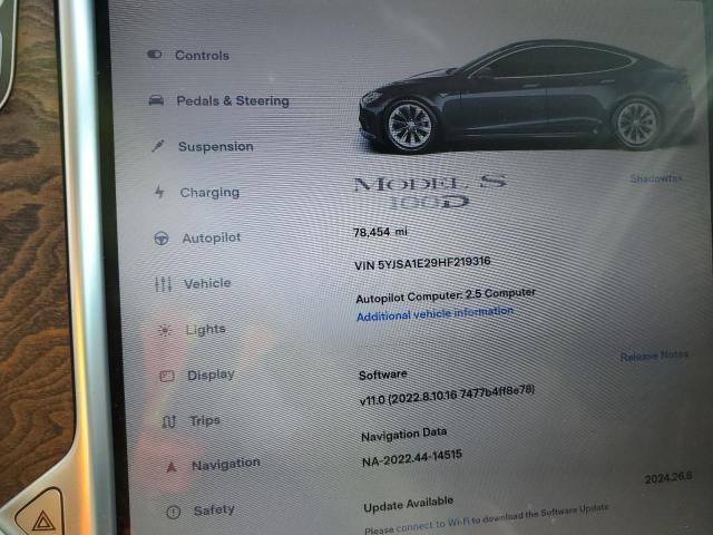 Photo 9 from auction – 2017 TESLA MODEL S with VIN 5YJSA1E29HF219316