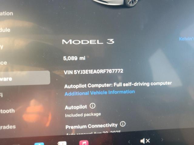 Photo 9 from auction – 2024 TESLA MODEL 3 with VIN 5YJ3E1EA0RF767772