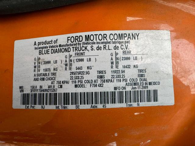 Photo 10 from auction – 2009 FORD F750 SUPER with VIN 3FRYF75H69V215267