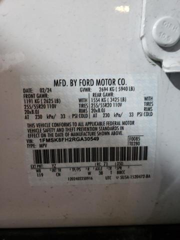 Photo 14 from auction – 2024 FORD EXPLORER L with VIN 1FMSK8FH2RGA30549