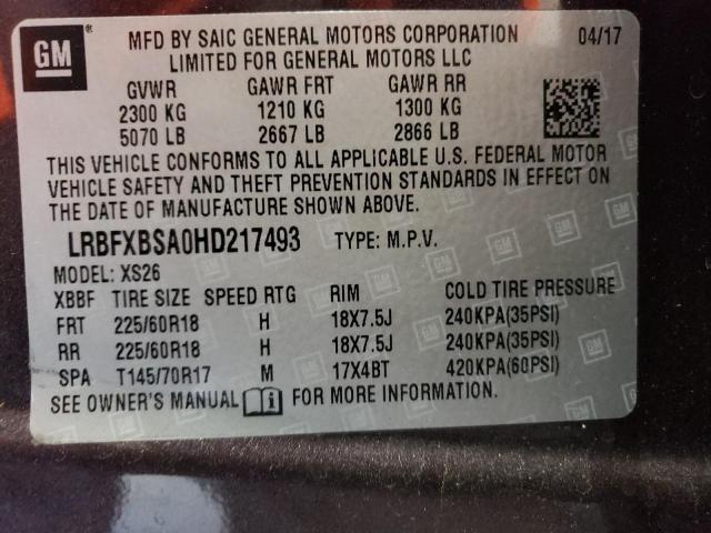 Photo 14 from auction – 2017 BUICK ENVISION E with VIN LRBFXBSA0HD217493