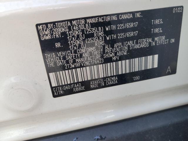 Photo 13 from auction – 2022 TOYOTA RAV4 XLE with VIN 2T3W1RFV2NC176423