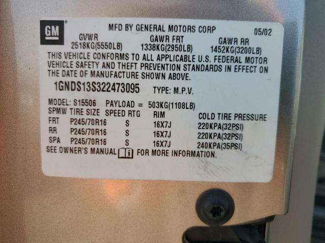 Photo 14 from auction – 2002 CHEVROLET TRAILBLAZE with VIN 1GNDS13S322473095
