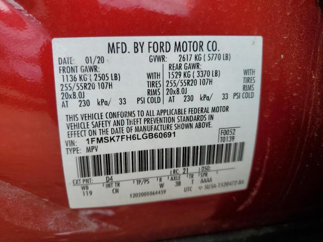 Photo 14 from auction – 2020 FORD EXPLORER L with VIN 1FMSK7FH6LGB60691