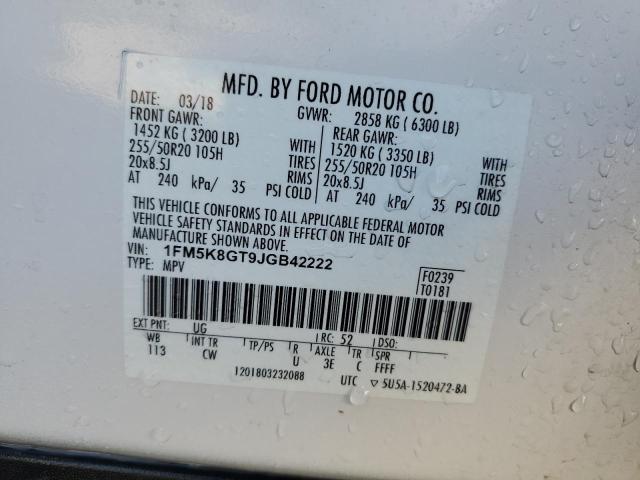 Photo 14 from auction – 2018 FORD EXPLORER S with VIN 1FM5K8GT9JGB42222