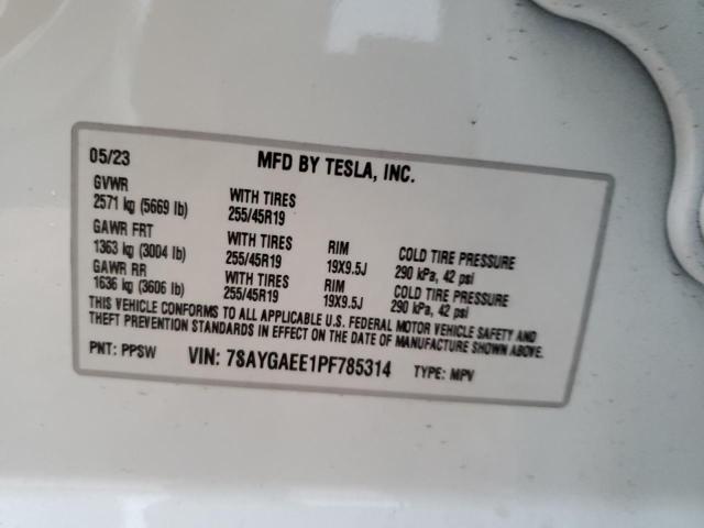 Photo 14 from auction – 2023 TESLA MODEL Y with VIN 7SAYGAEE1PF785314
