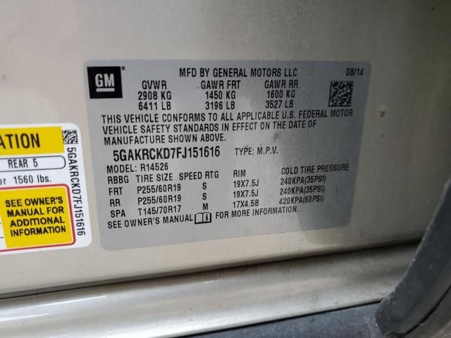 Photo 14 from auction – 2015 BUICK ENCLAVE with VIN 5GAKRCKD7FJ151616