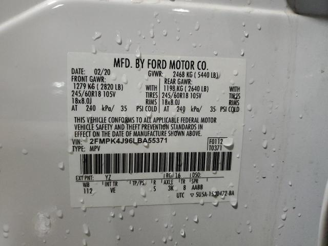 Photo 14 from auction – 2020 FORD EDGE SEL with VIN 2FMPK4J96LBA55371