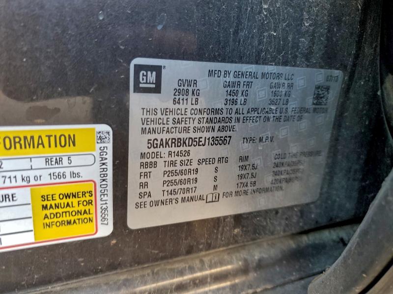Photo 14 from auction – 2014 BUICK ENCLAVE with VIN 5GAKRBKD5EJ135567