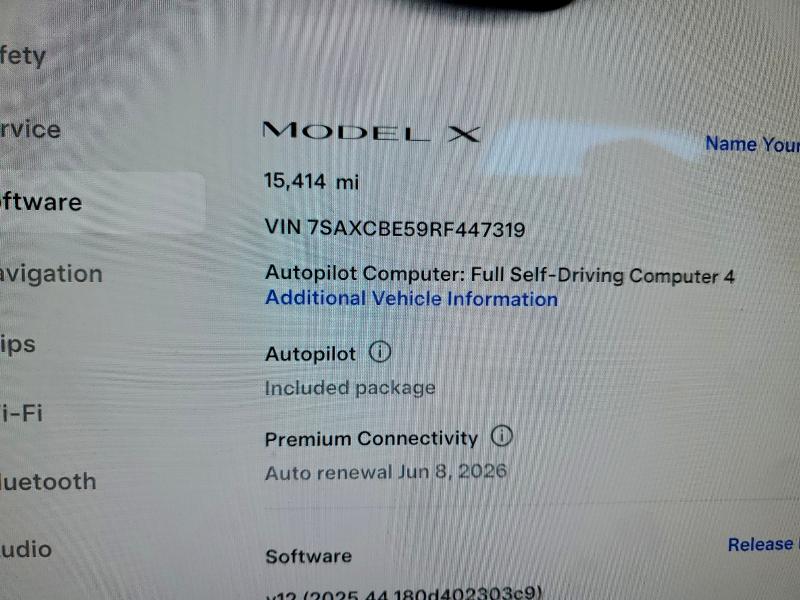 Photo 9 from auction – 2024 TESLA MODEL X with VIN 7SAXCBE59RF447319