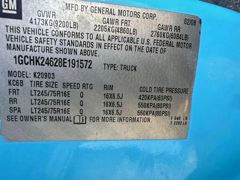 Photo 10 from auction – 2008 CHEVROLET SILVERADO with VIN 1GCHK24628E191572