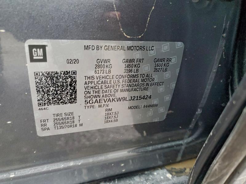Photo 14 from auction – 2020 BUICK ENCLAVE ES with VIN 5GAEVAKW9LJ215424