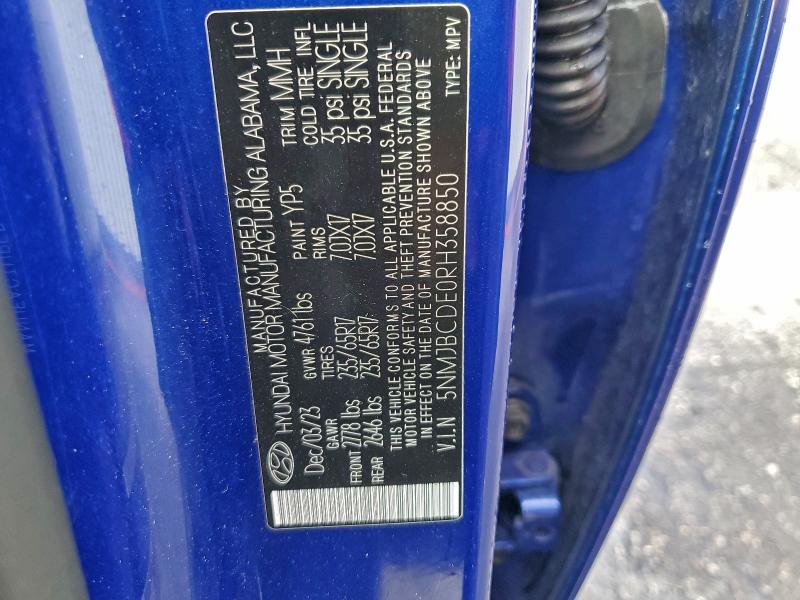 Photo 14 from auction – 2024 HYUNDAI TUCSON SEL with VIN 5NMJBCDE0RH358850