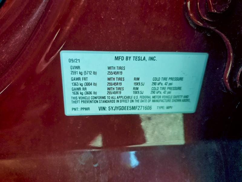 Photo 14 from auction – 2021 TESLA MODEL Y with VIN 5YJYGDEE5MF271606