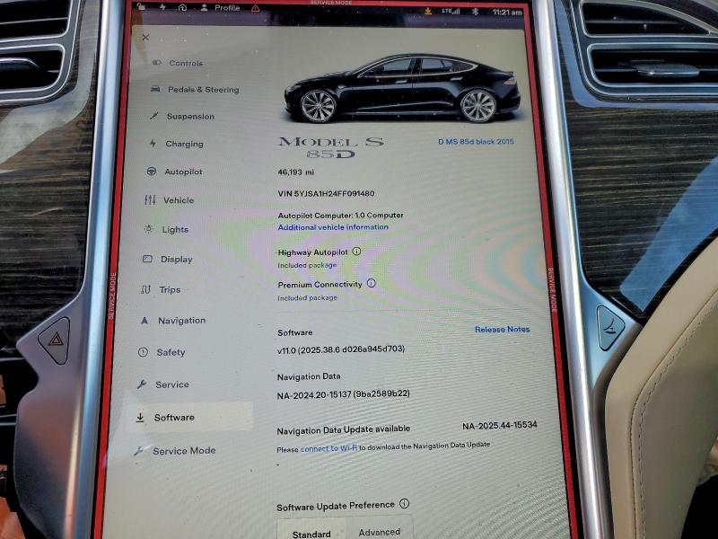 Photo 9 from auction – 2015 TESLA MODEL S 85 with VIN 5YJSA1H24FF091480