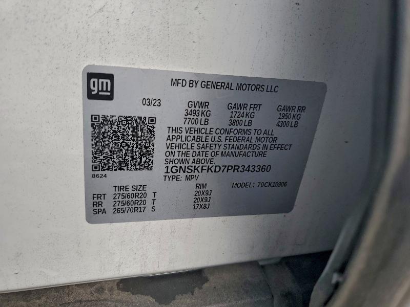 Photo 14 from auction – 2023 CHEVROLET SUBURBAN with VIN 1GNSKFKD7PR343360