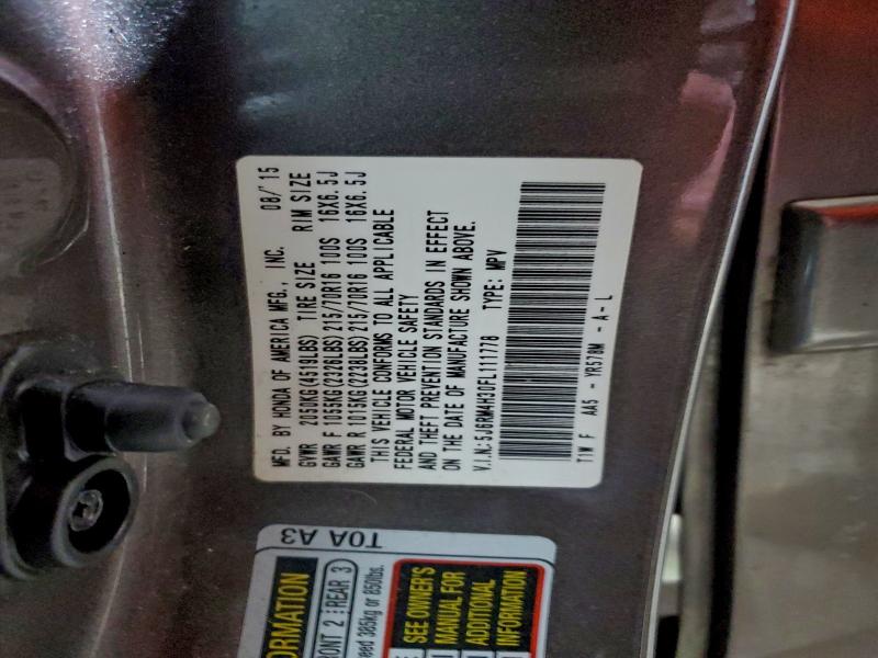 Photo 14 from auction – 2015 HONDA CR-V LX with VIN 5J6RM4H30FL111778