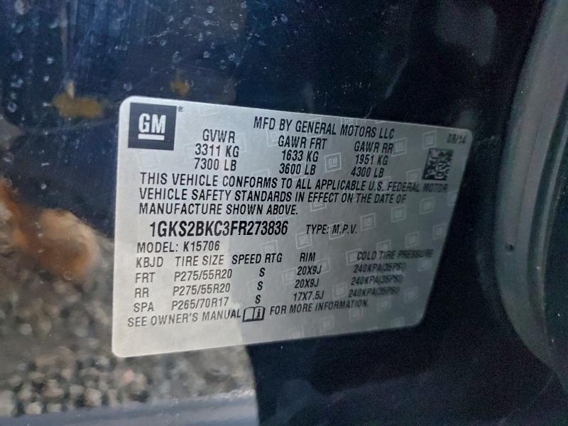 Photo 14 from auction – 2015 GMC YUKON with VIN 1GKS2BKC3FR273836