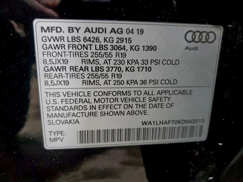Photo 14 from auction – 2019 AUDI Q7 PREMIUM with VIN WA1LHAF70KD042013