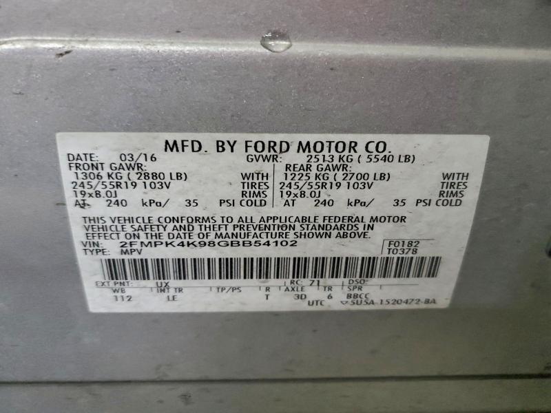 Foto 14 de la subasta – 2016 FORD EDGE TITAN con VIN 2FMPK4K98GBB54102