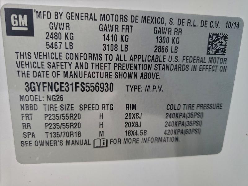 Photo 14 from auction – 2015 CADILLAC SRX PERFOR with VIN 3GYFNCE31FS556930