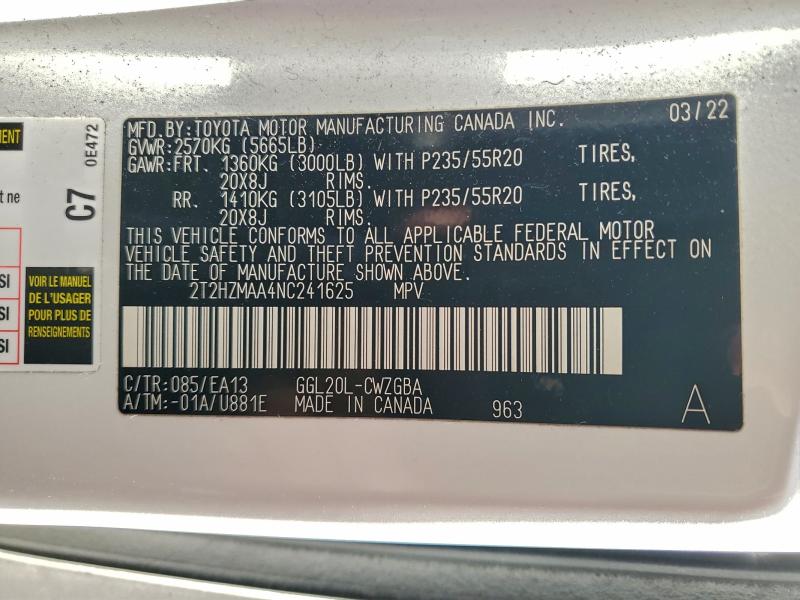 Photo 14 from auction – 2022 LEXUS RX with VIN 2T2HZMAA4NC241625