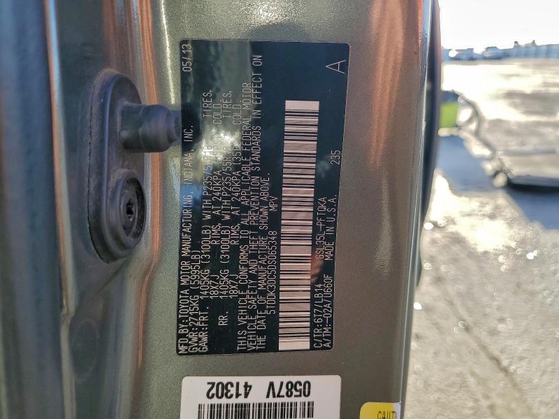 Photo 14 from auction – 2013 TOYOTA SIENNA XLE with VIN 5TDDK3DC5DS065348