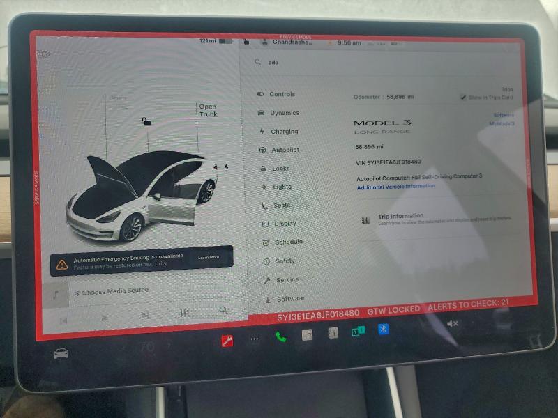 Photo 9 from auction – 2018 TESLA MODEL 3 with VIN 5YJ3E1EA6JF018480