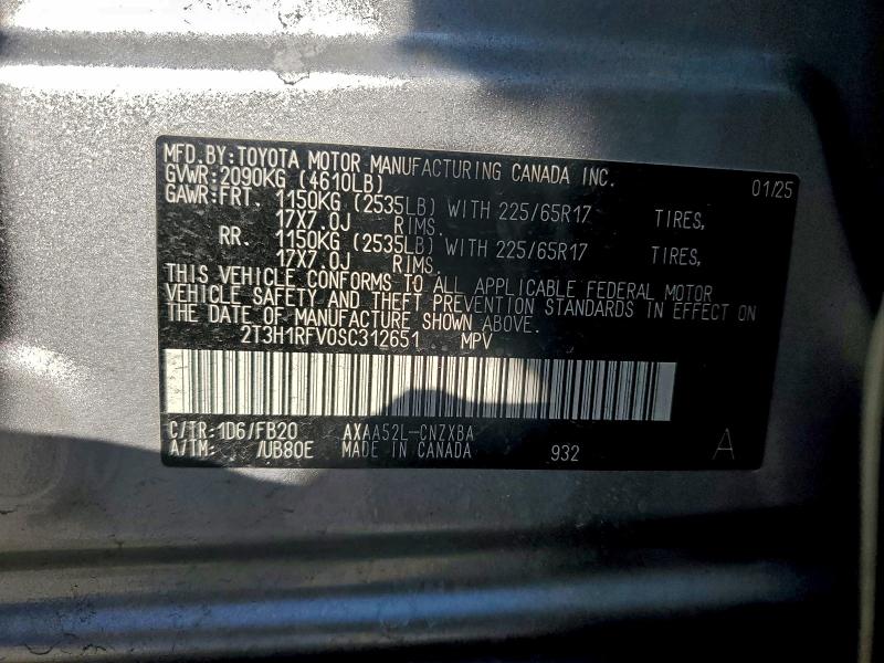 Photo 14 from auction – 2025 TOYOTA RAV4 LE with VIN 2T3H1RFV0SC312651