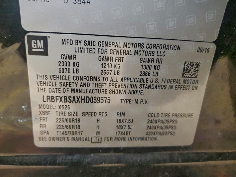 Photo 14 from auction – 2017 BUICK ENVISION E with VIN LRBFXBSAXHD039575