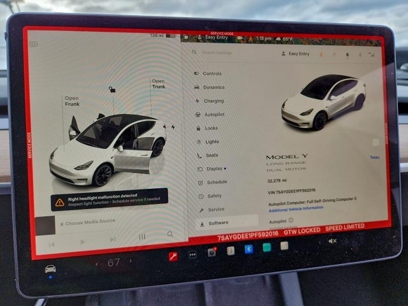 Photo 9 from auction – 2023 TESLA MODEL Y with VIN 7SAYGDEE1PF592016
