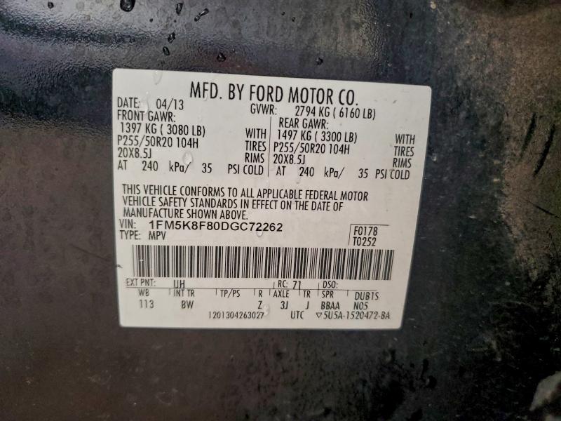 Photo 14 from auction – 2013 FORD EXPLORER L with VIN 1FM5K8F80DGC72262