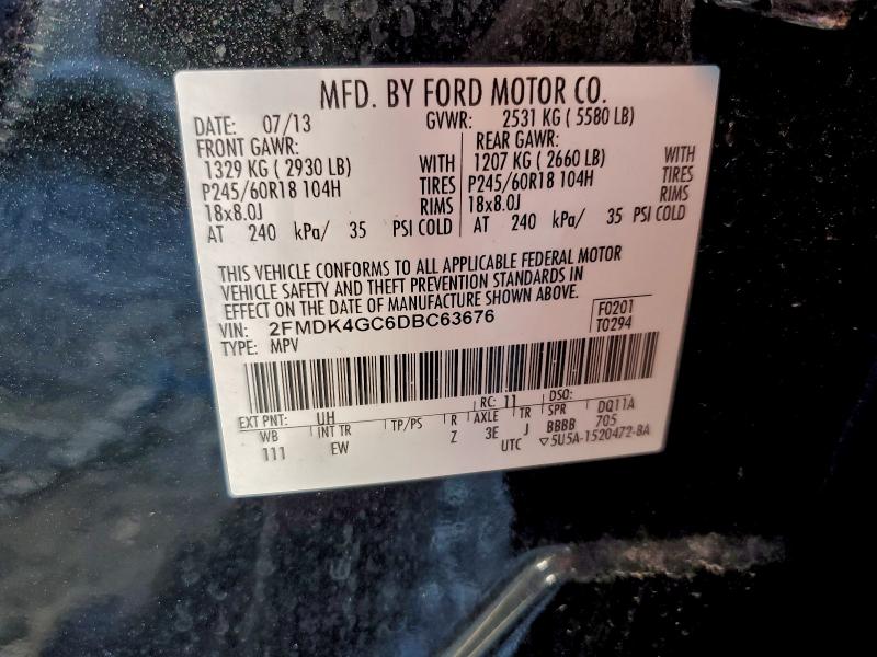 Photo 14 from auction – 2013 FORD EDGE SE with VIN 2FMDK4GC6DBC63676