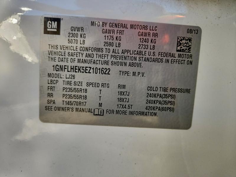 Photo 14 from auction – 2014 CHEVROLET EQUINOX LT with VIN 1GNFLHEK5EZ101622