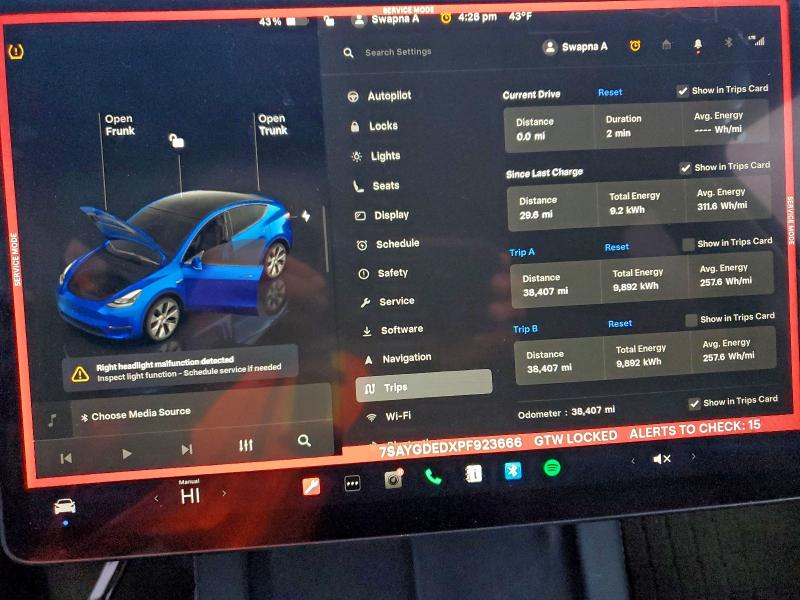 Photo 9 from auction – 2023 TESLA MODEL Y with VIN 7SAYGDEDXPF923666