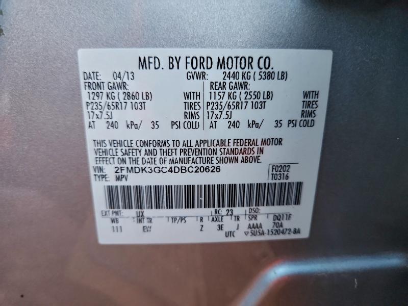 Photo 14 from auction – 2013 FORD EDGE SE with VIN 2FMDK3GC4DBC20626
