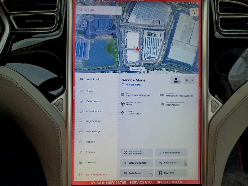 Photo 9 from auction – 2014 TESLA MODEL S with VIN 5YJSA1H14EFP36795