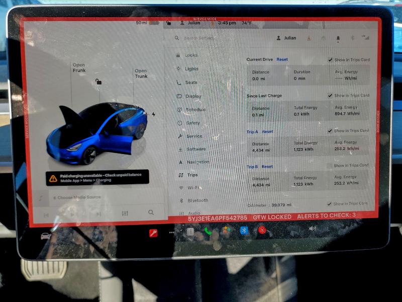 Photo 9 from auction – 2023 TESLA MODEL 3 with VIN 5YJ3E1EA6PF542785