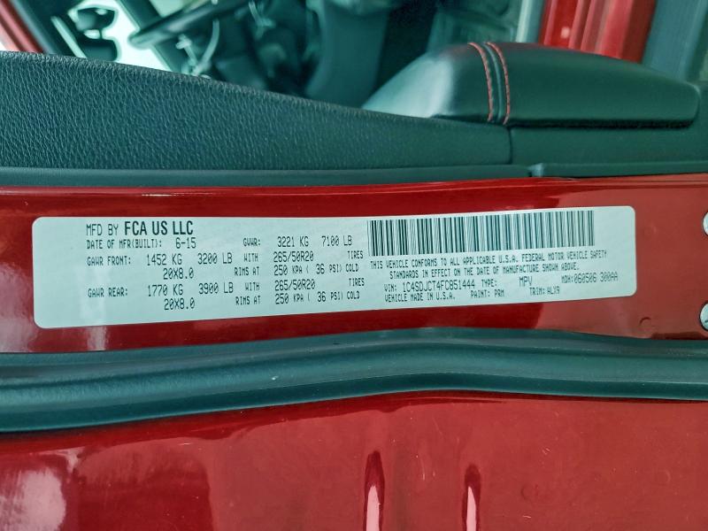 Photo 14 from auction – 2015 DODGE DURANGO R/ with VIN 1C4SDJCT4FC851444