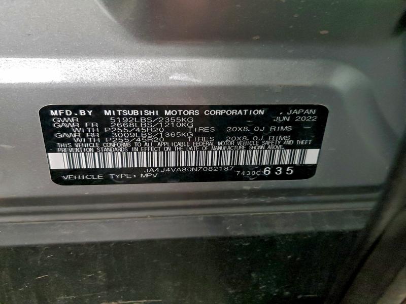 Photo 14 from auction – 2022 MITSUBISHI OUTLANDER with VIN JA4J4VA80NZ082187