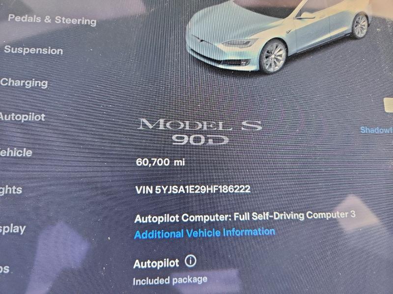 Photo 9 from auction – 2017 TESLA MODEL S with VIN 5YJSA1E29HF186222