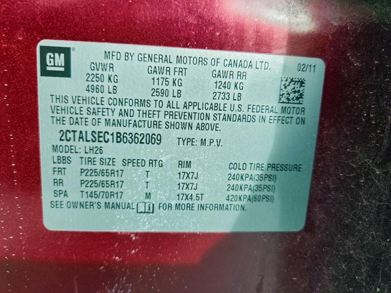 Photo 14 from auction – 2011 GMC TERRAIN SL with VIN 2CTALSEC1B6362069