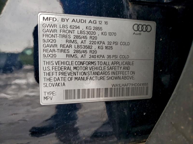 Photo 14 from auction – 2017 AUDI Q7 with VIN WA1LHAF71HD041655